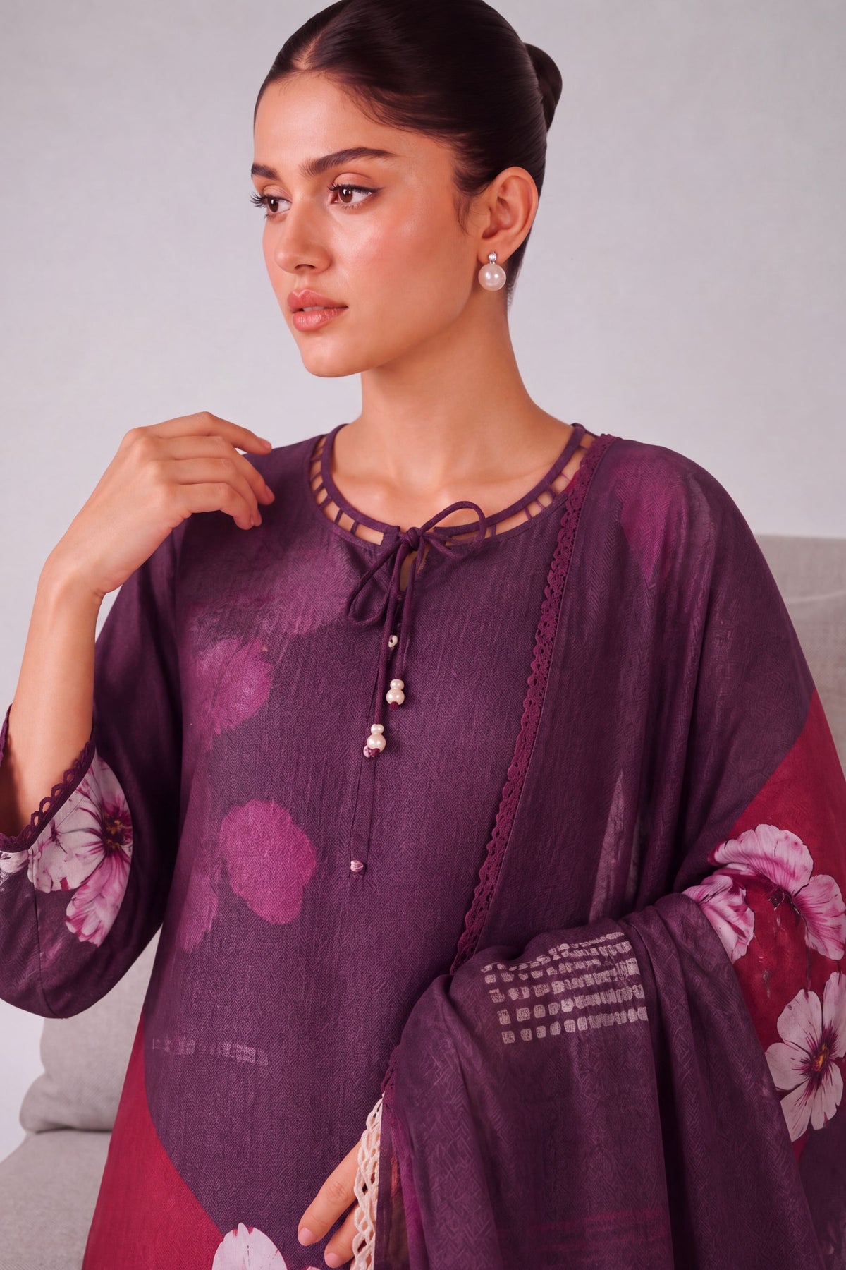 Kaya - Plum Purple Cottom Cambric Kurta Set