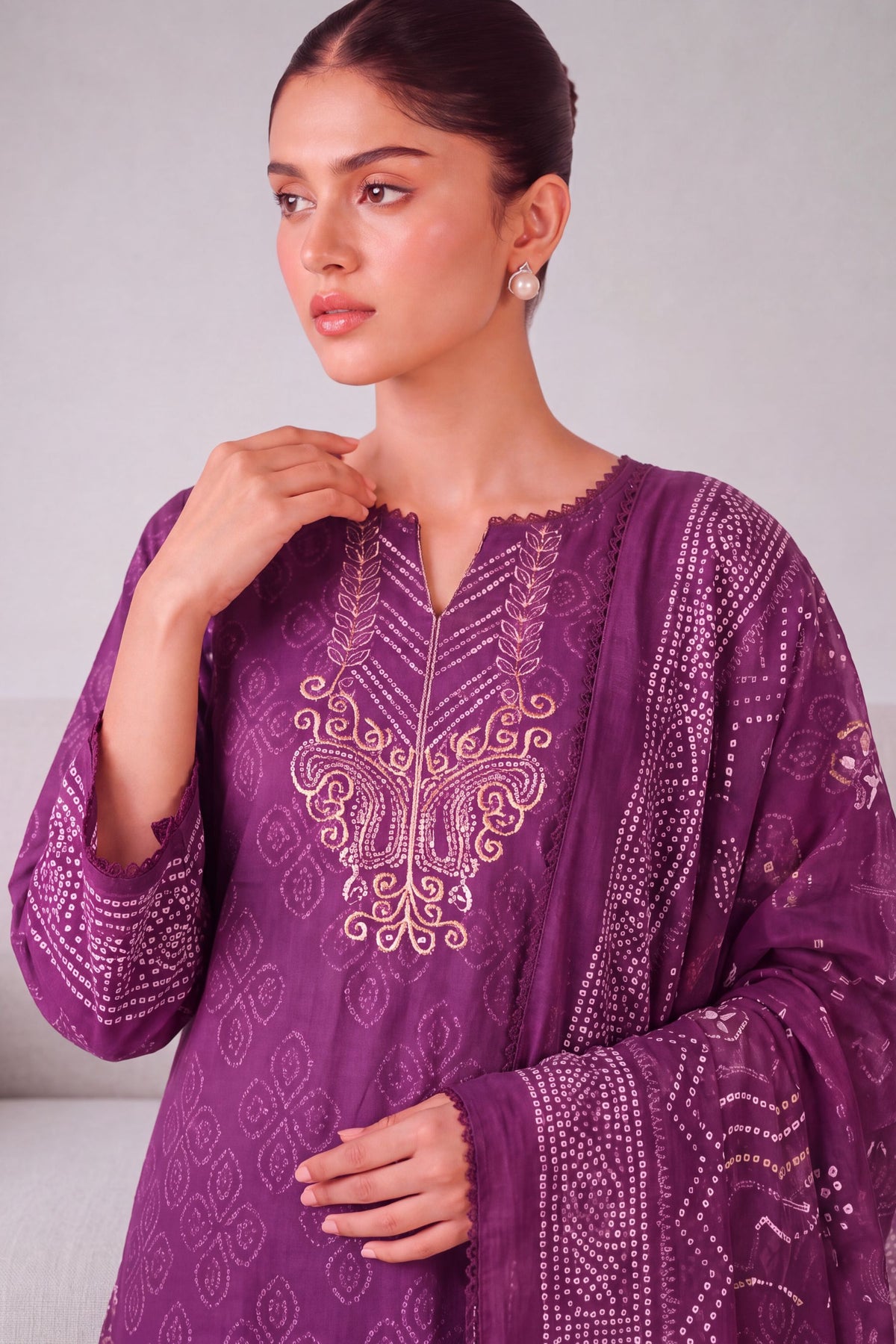 Mehr - Royal Purple Cotton Cambric Kurta Set