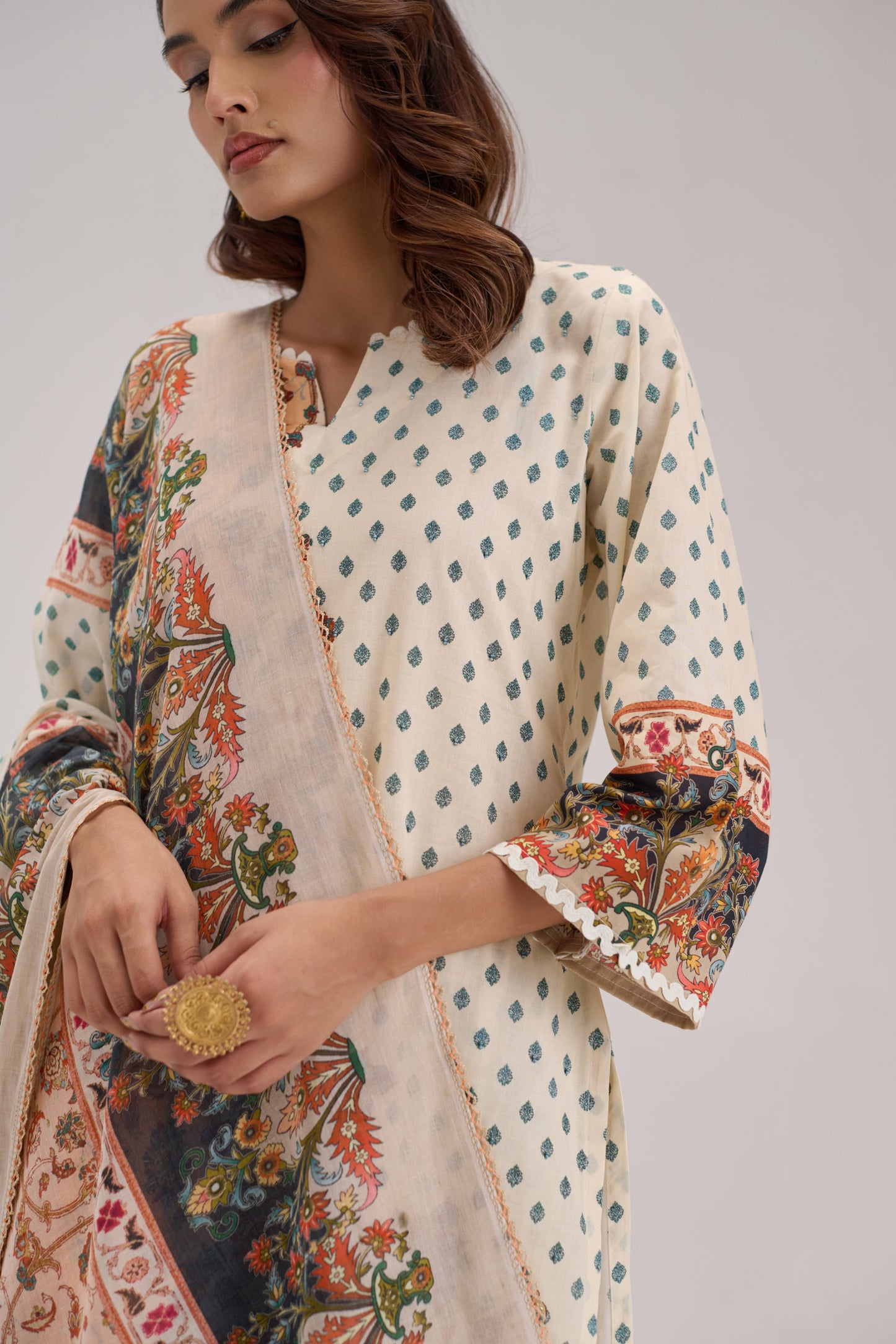 Mehr - Ivory Cotton Cambric Coord Suit