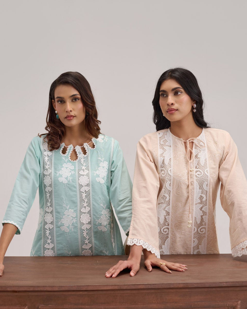 Mehr - Light Turquoise Cotton Fabric Coord Set