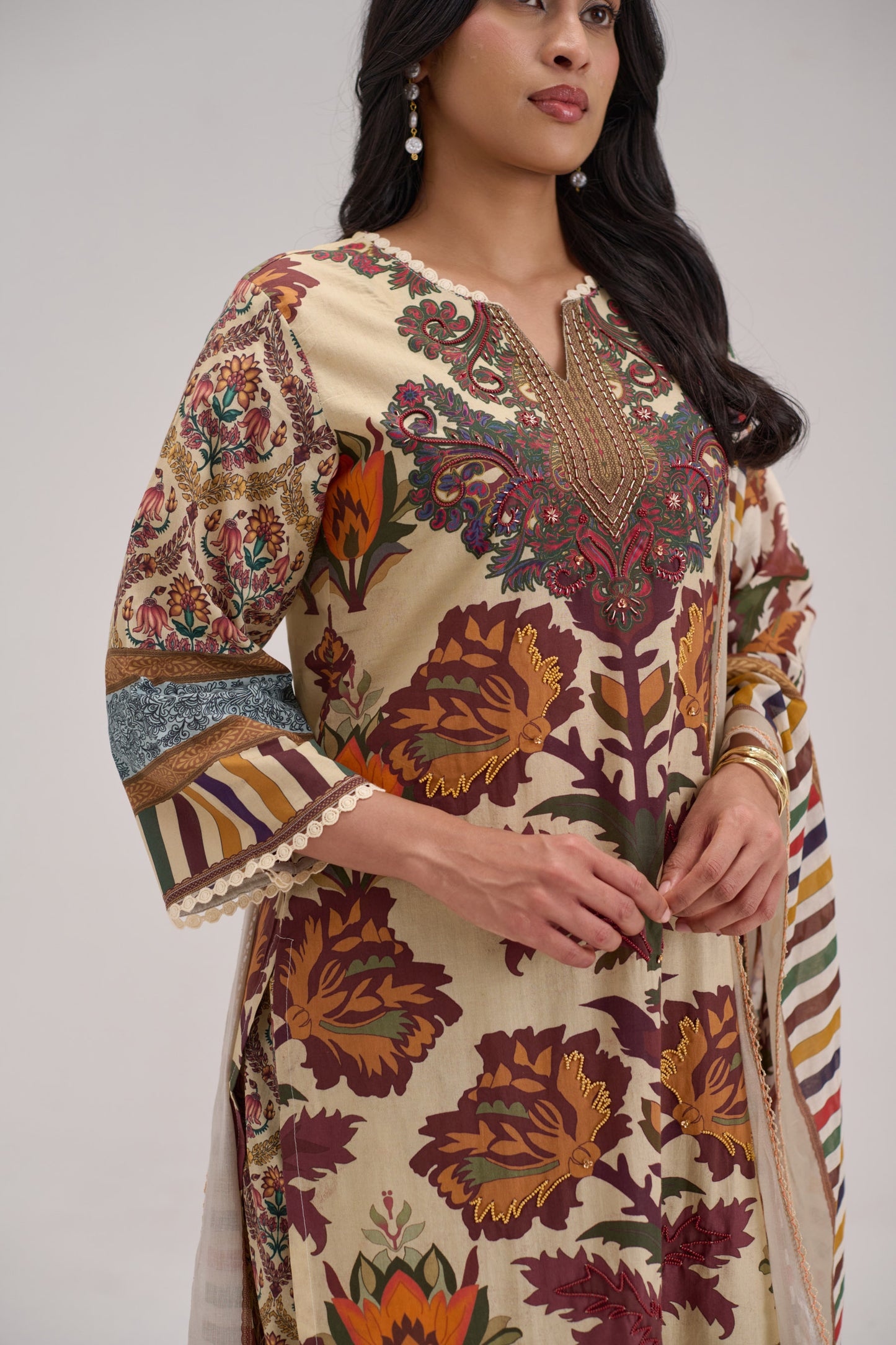Mehr - Multi Color Cotton Cambric Coord Suit