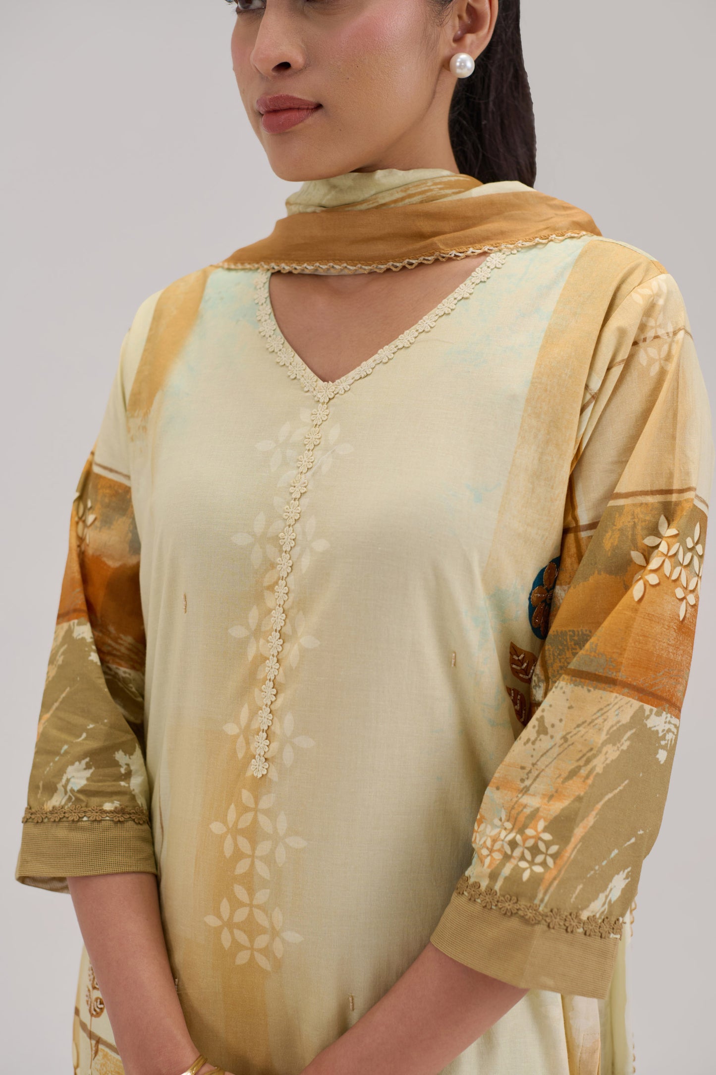 Kaya - Light Yellow Cotton Cambric Kurta Set