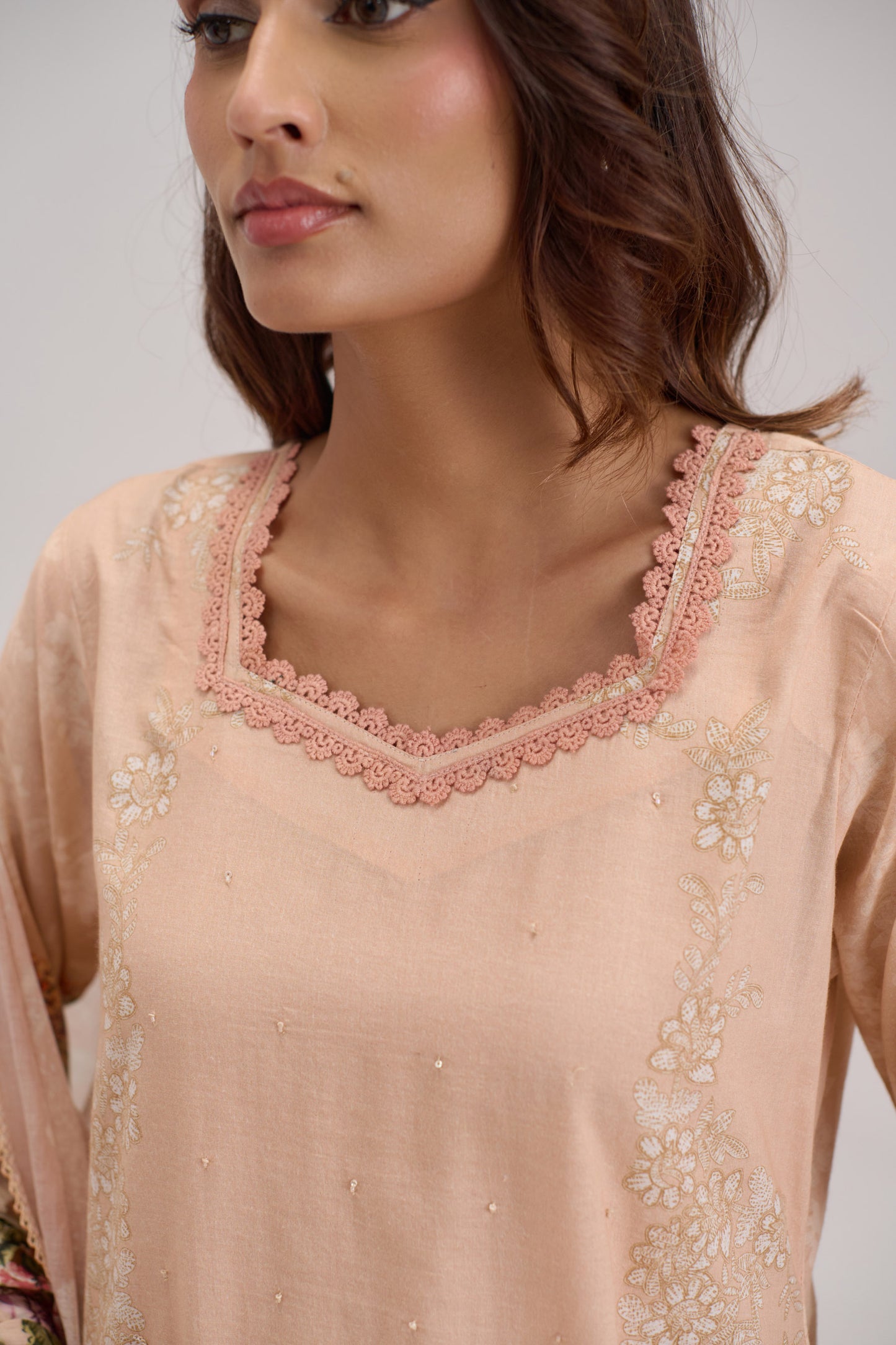 Mira - Soft Peach Cotton Cambric Kurta Set