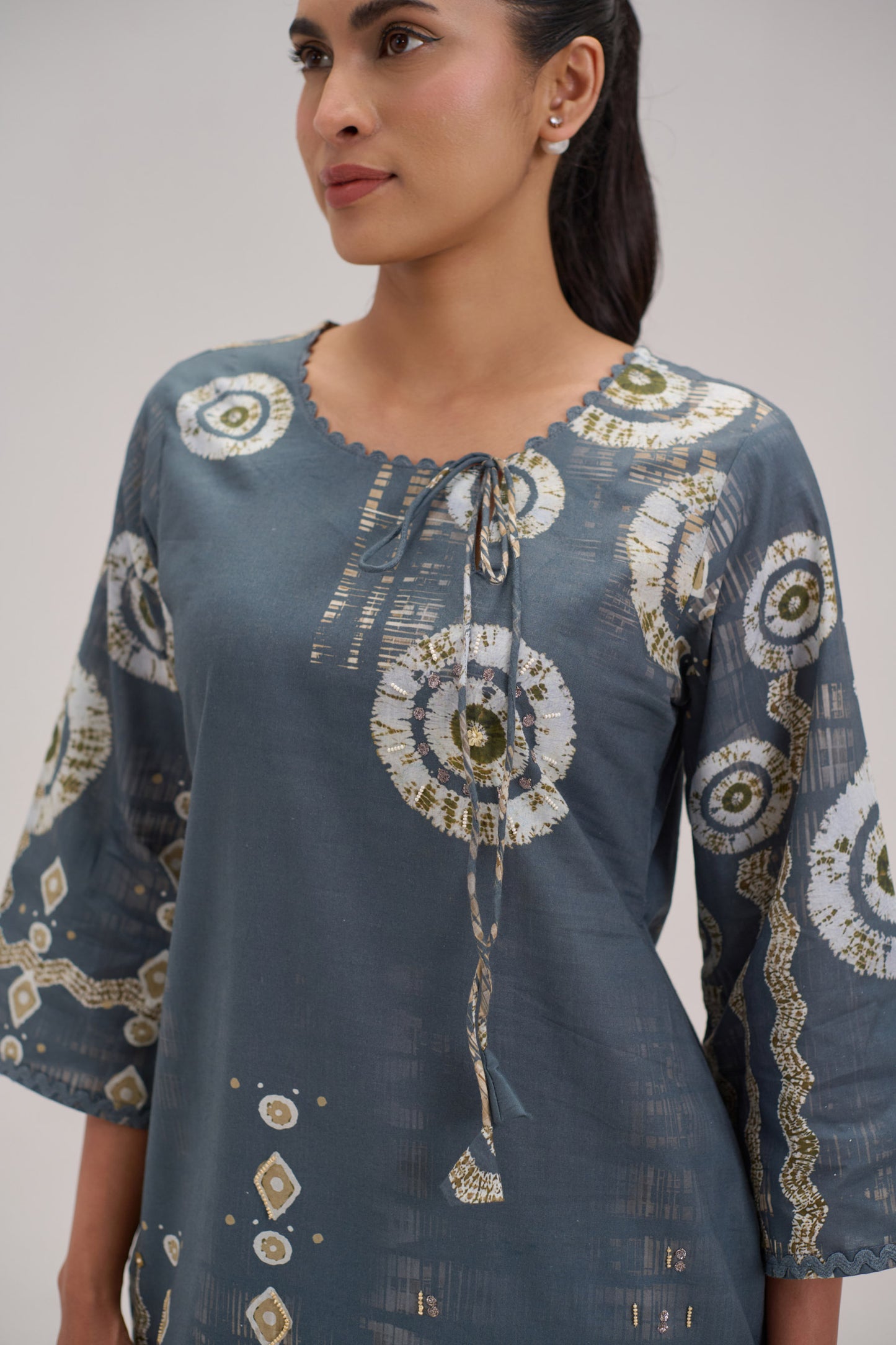 Mira - Grey Cotton Cambric Coord Suit