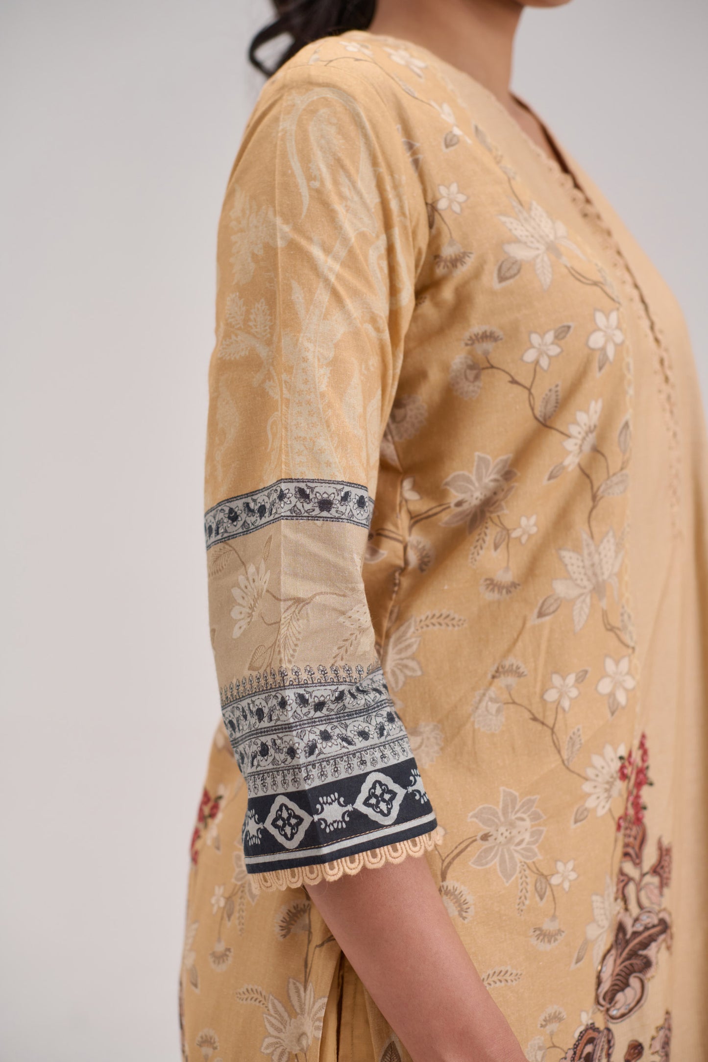 Gitanjali - Honey Beige Cotton Cambric Kurta Set