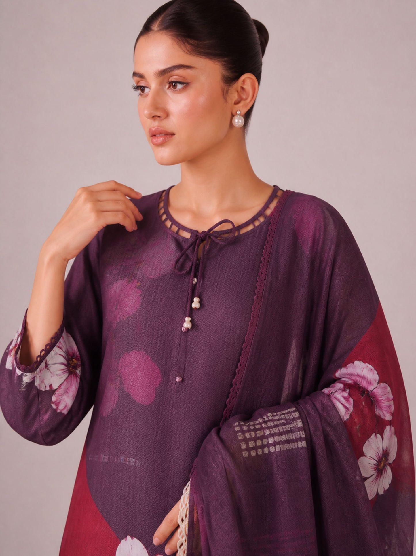 Kaya - Plum Purple Cottom Cambric Kurta Set