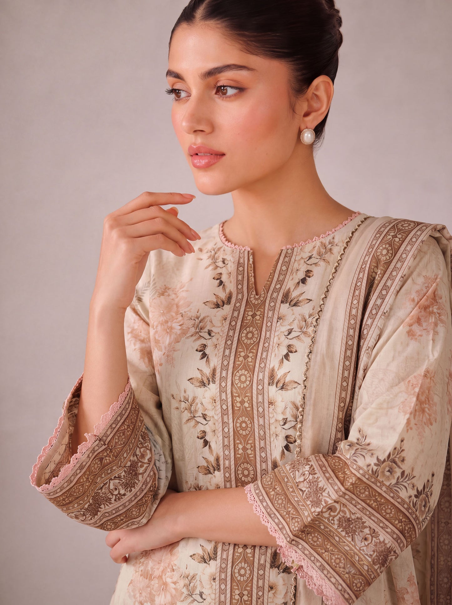 Mehr - Soft Peach Cotton Cambric Kurta Set