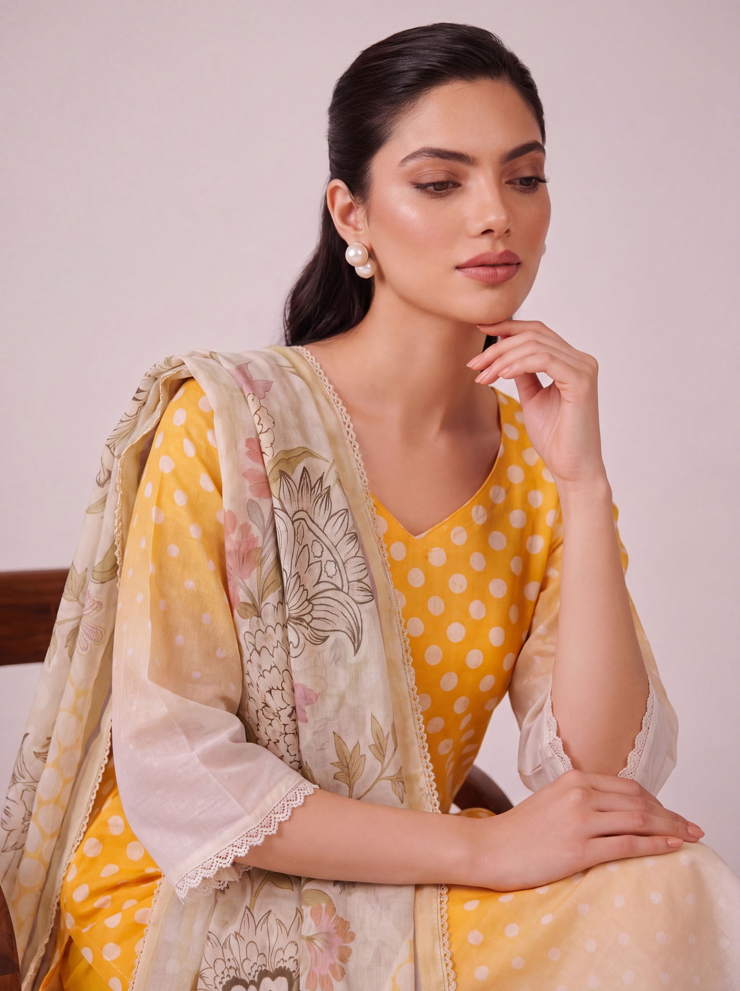 Pankhuri - Bright Yellow Cotton Cambric Kurta Set