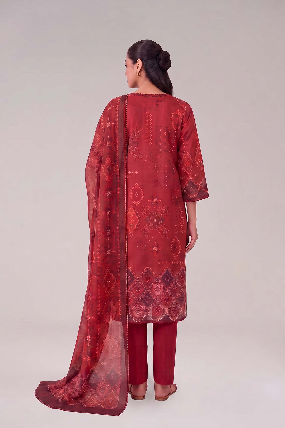 Madhuban - Cherry Red Cotton Cambric Kurta Set