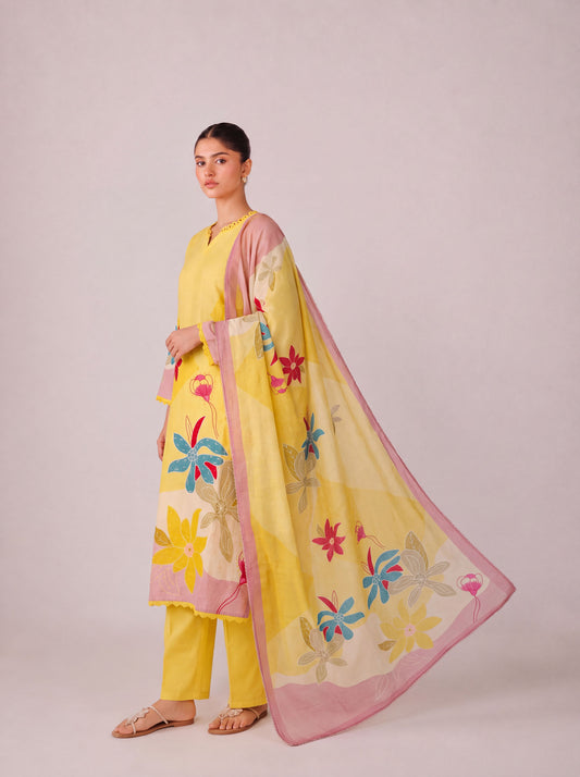 Madhuban - Rich Yellow Cottom Cambric Kurta Set