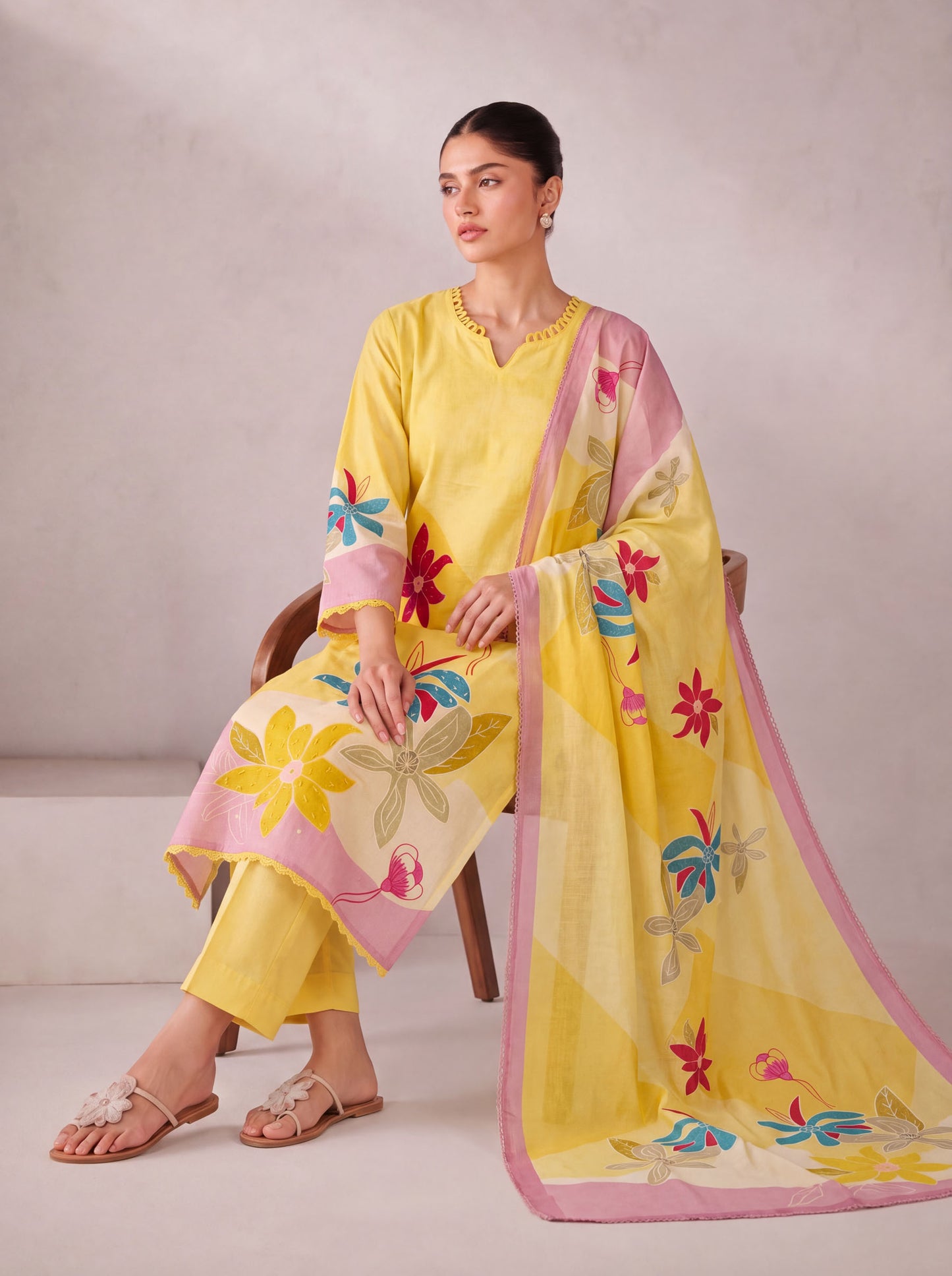 Madhuban - Rich Yellow Cottom Cambric Kurta Set