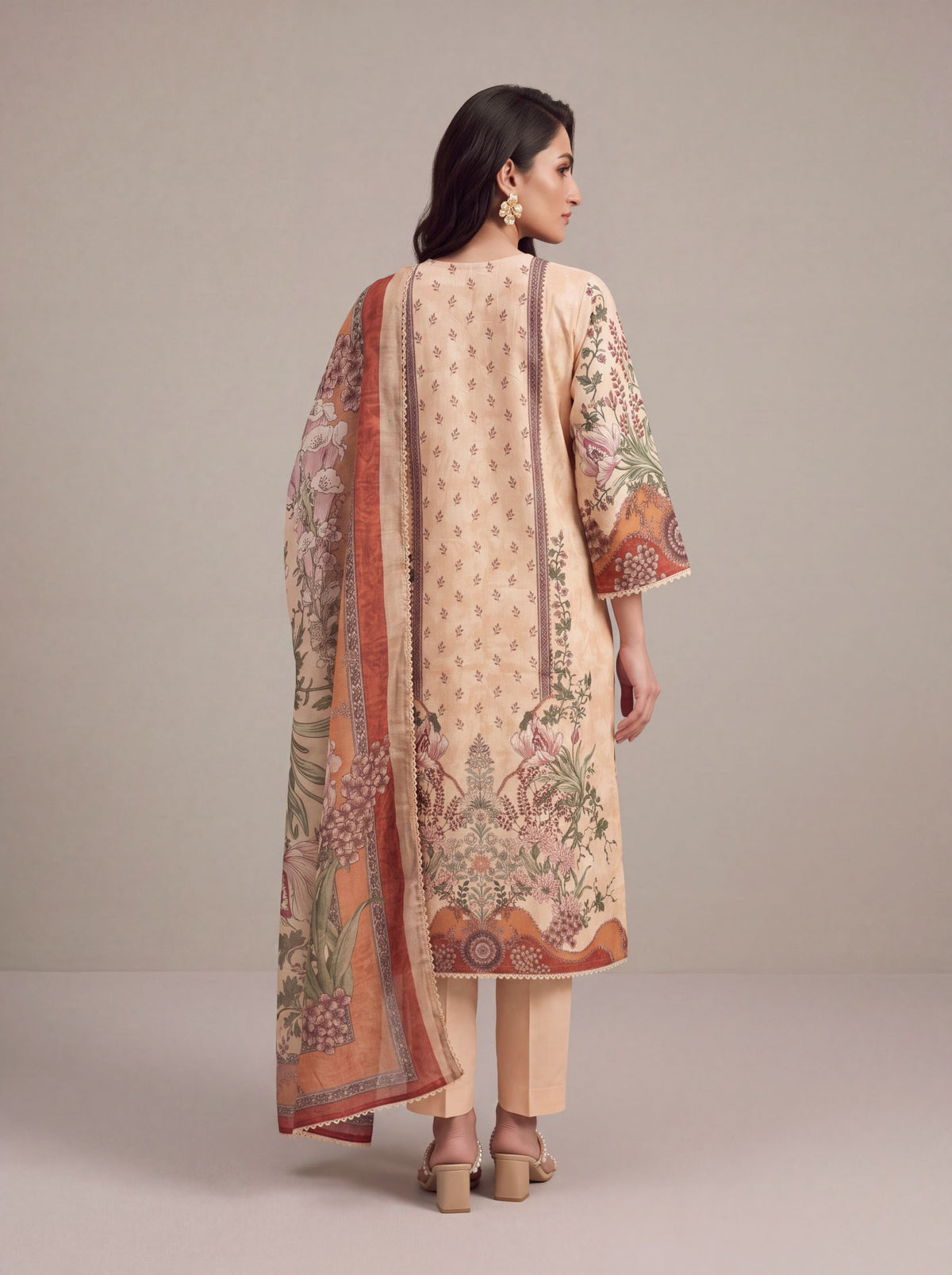 Saanjh - Peach Cotton Cambric Kurta Set