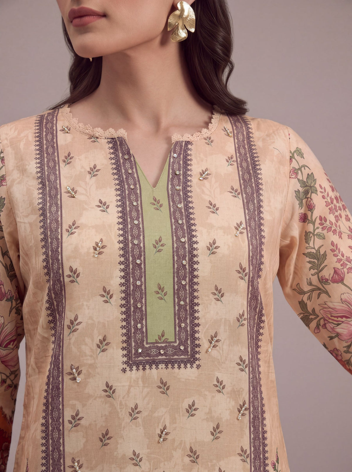 Saanjh - Peach Cotton Cambric Kurta Set