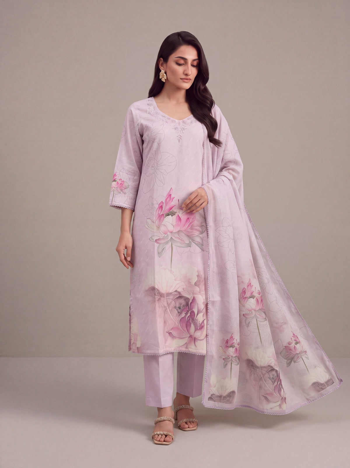 Saanjh - Lilac Cotton Cambric Kurta Set