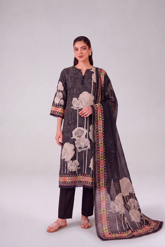 Kaya - Iron Black Cotton Cambric Kurta Set