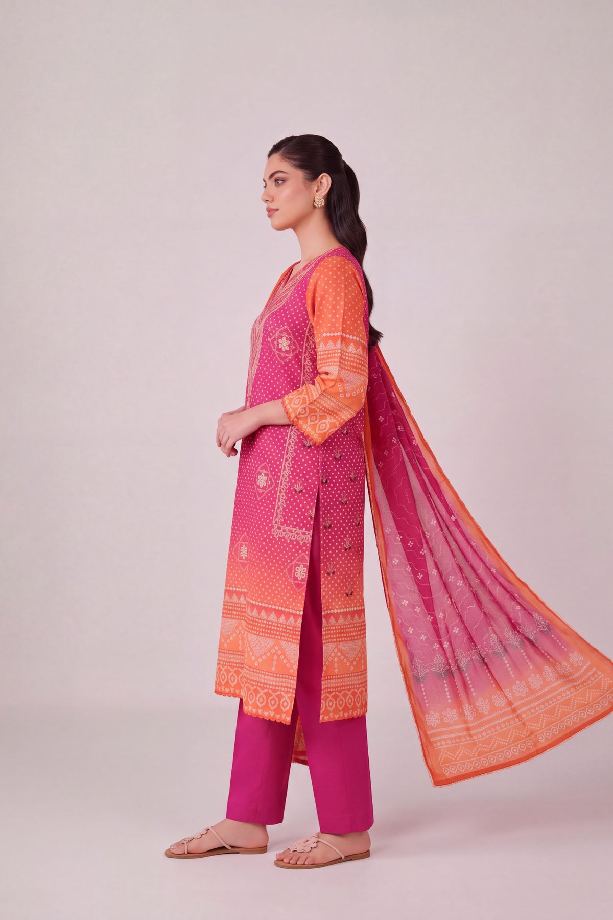 Mehr - Hot Pink Cotton Cambric Kurta Set