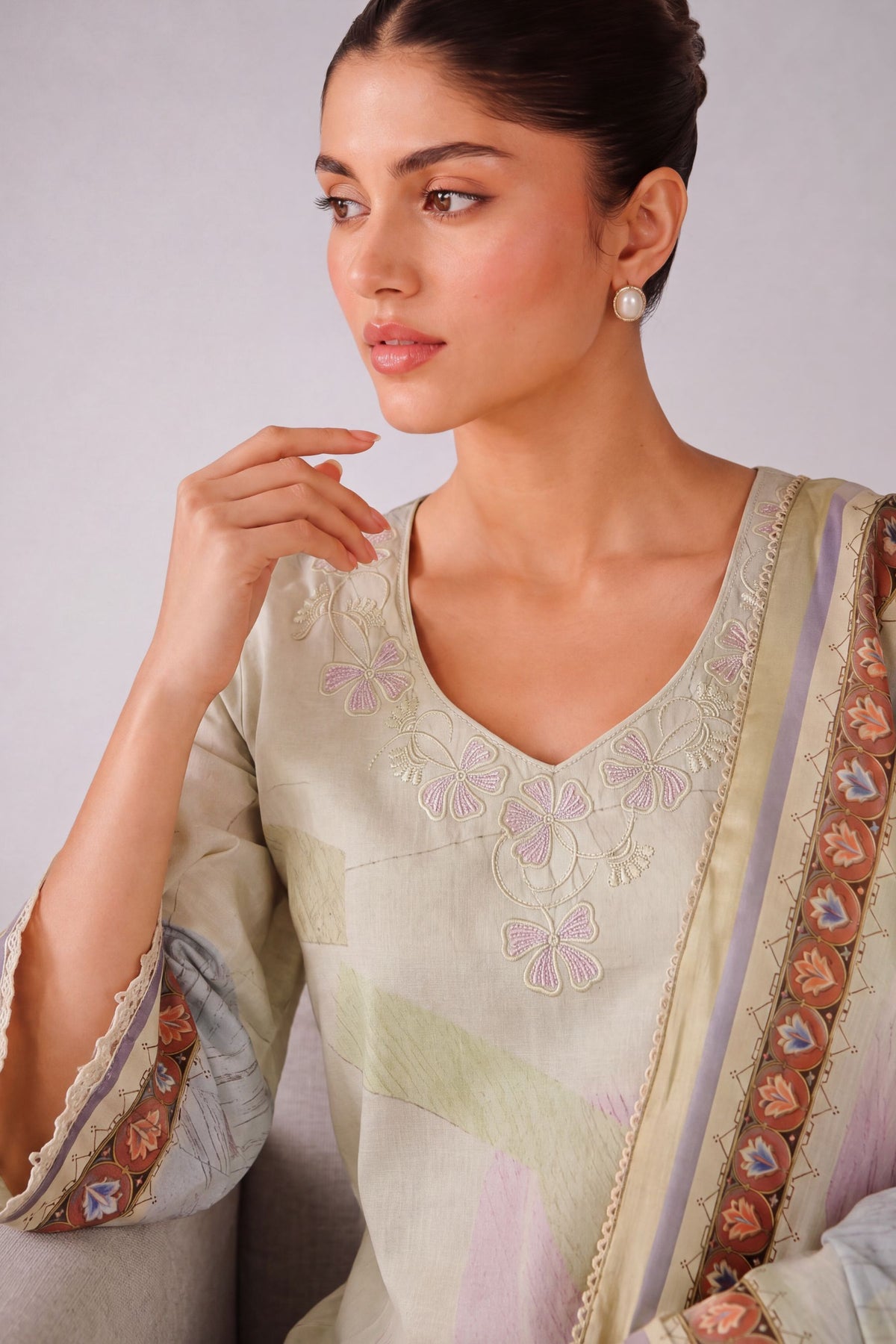 Pankhuri - Pastel Yellow Cotton Cambric Kurta Set