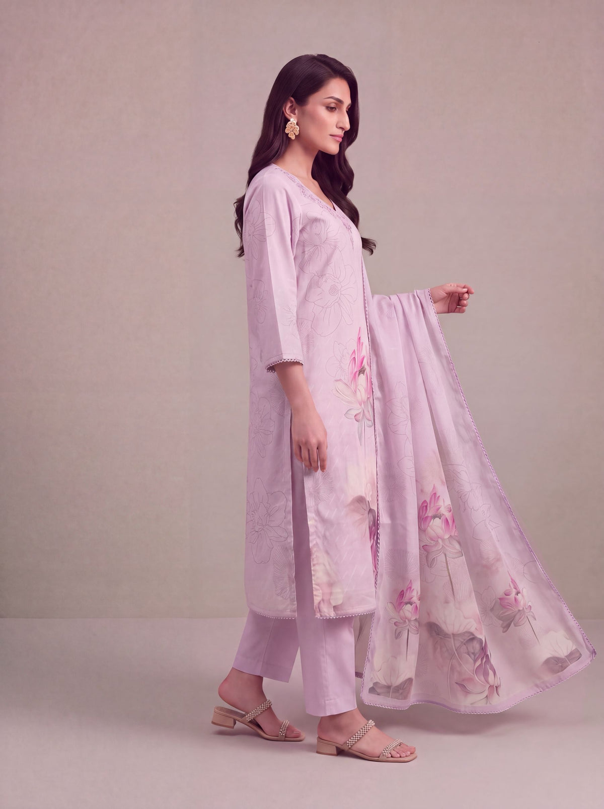 Saanjh - Lilac Cotton Cambric Kurta Set