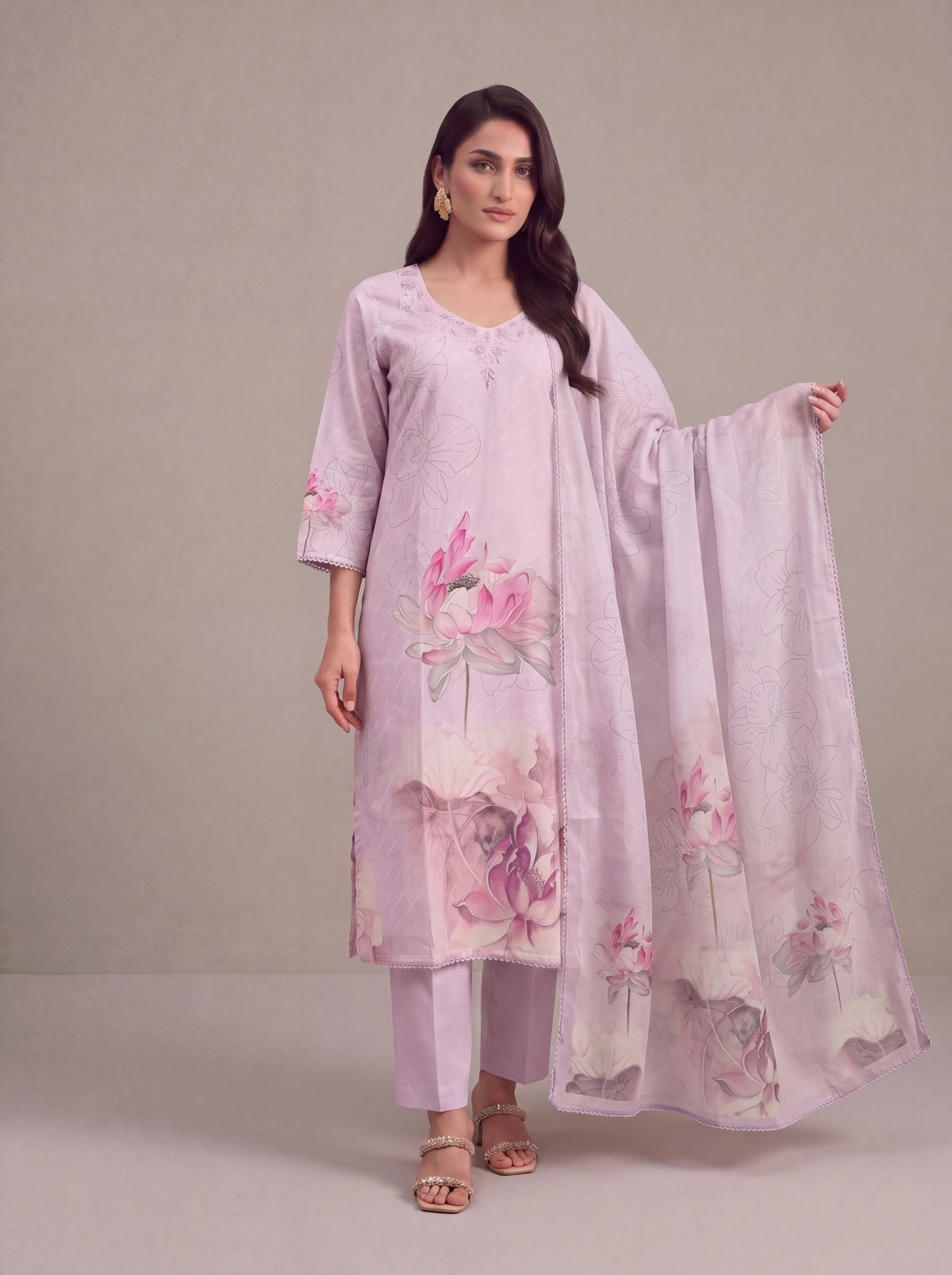 Saanjh - Lilac Cotton Cambric Kurta Set