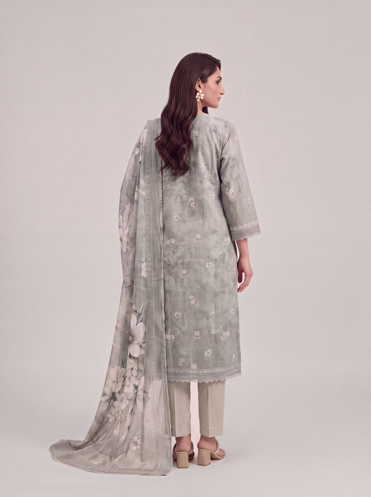 Saanjh - Stone Grey Cotton Cambric Kurta Set