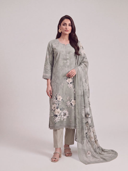 Saanjh - Stone Grey Cotton Cambric Kurta Set