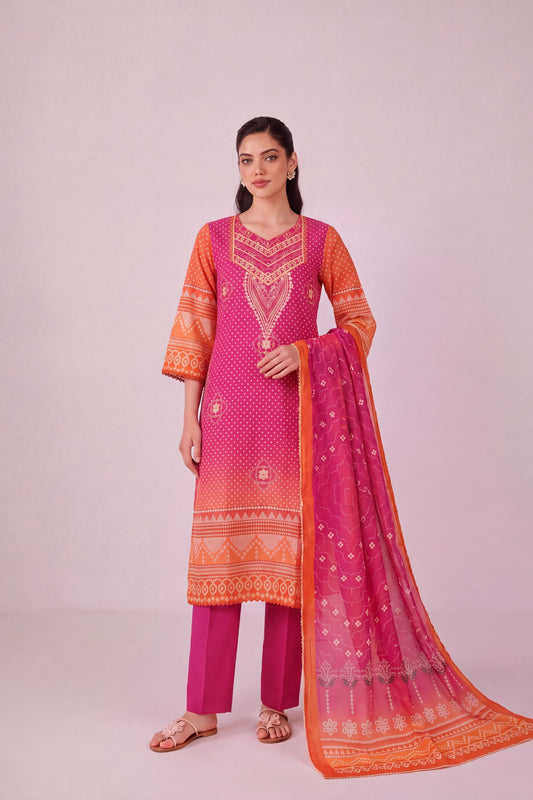 Mehr - Hot Pink Cotton Cambric Kurta Set