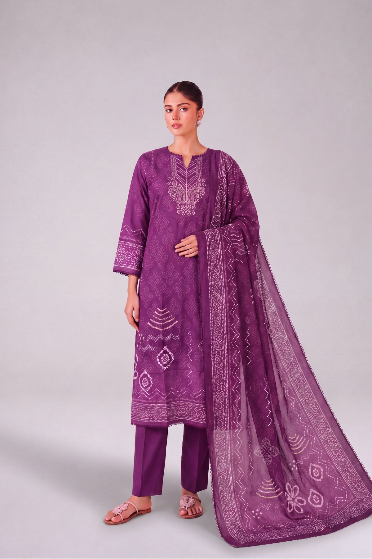 Mehr - Royal Purple Cotton Cambric Kurta Set