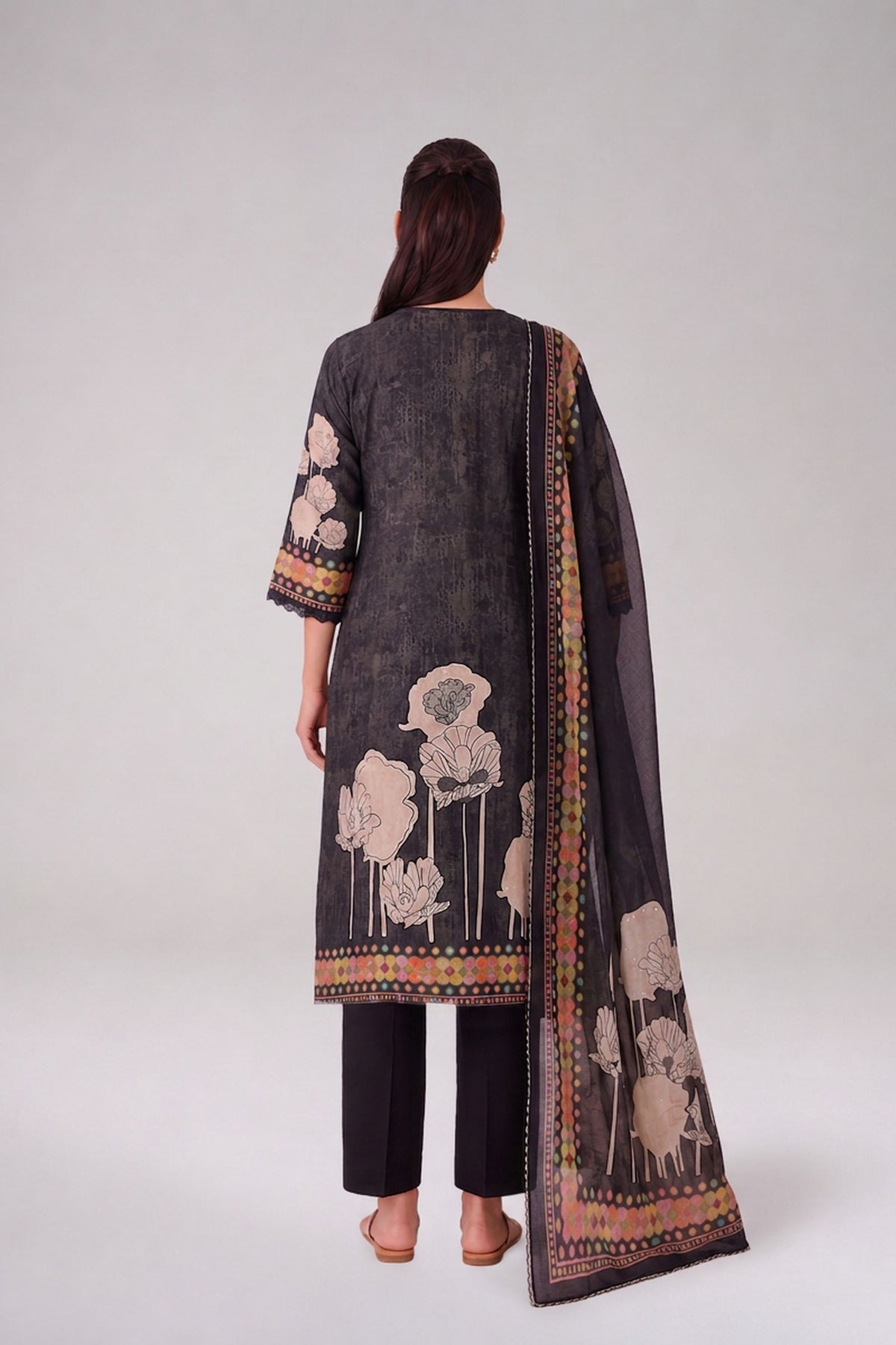 Kaya - Iron Black Cotton Cambric Kurta Set