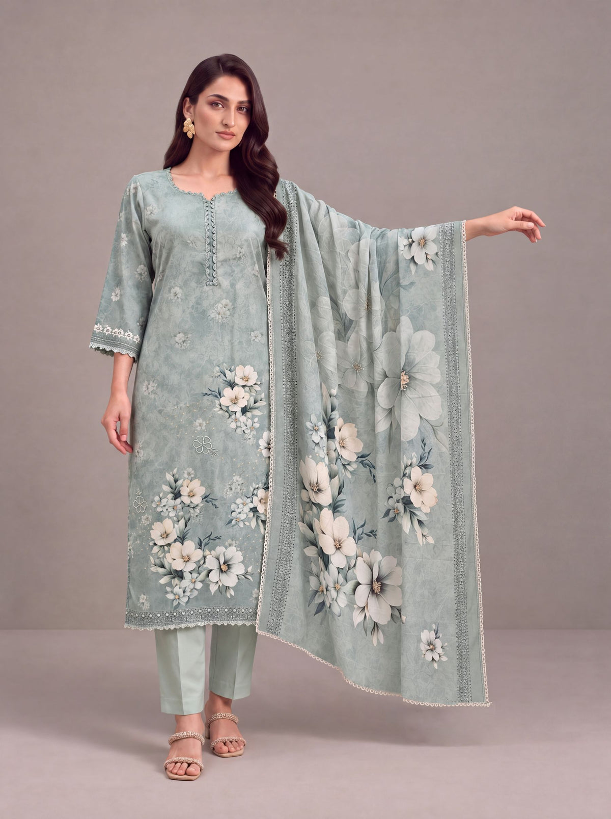 Saanjh - Pastle Mint Cotton Cambric Kurta Set