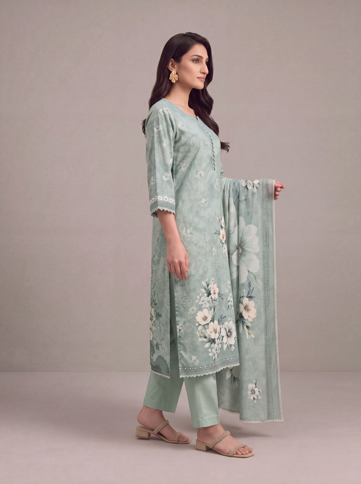 Saanjh - Pastle Mint Cotton Cambric Kurta Set
