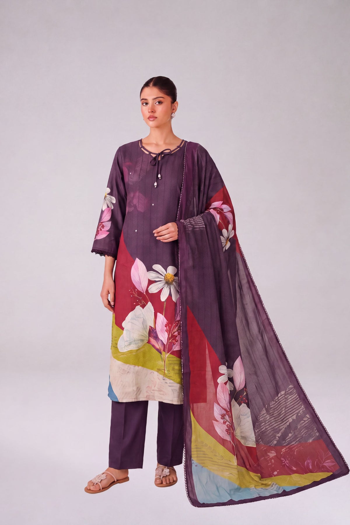 Kaya - Plum Purple Cottom Cambric Kurta Set