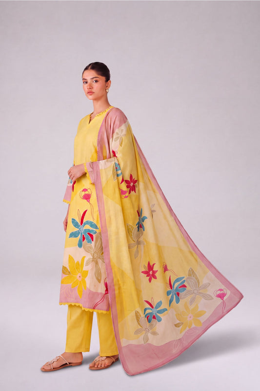 Madhuban - Rich Yellow Cottom Cambric Kurta Set