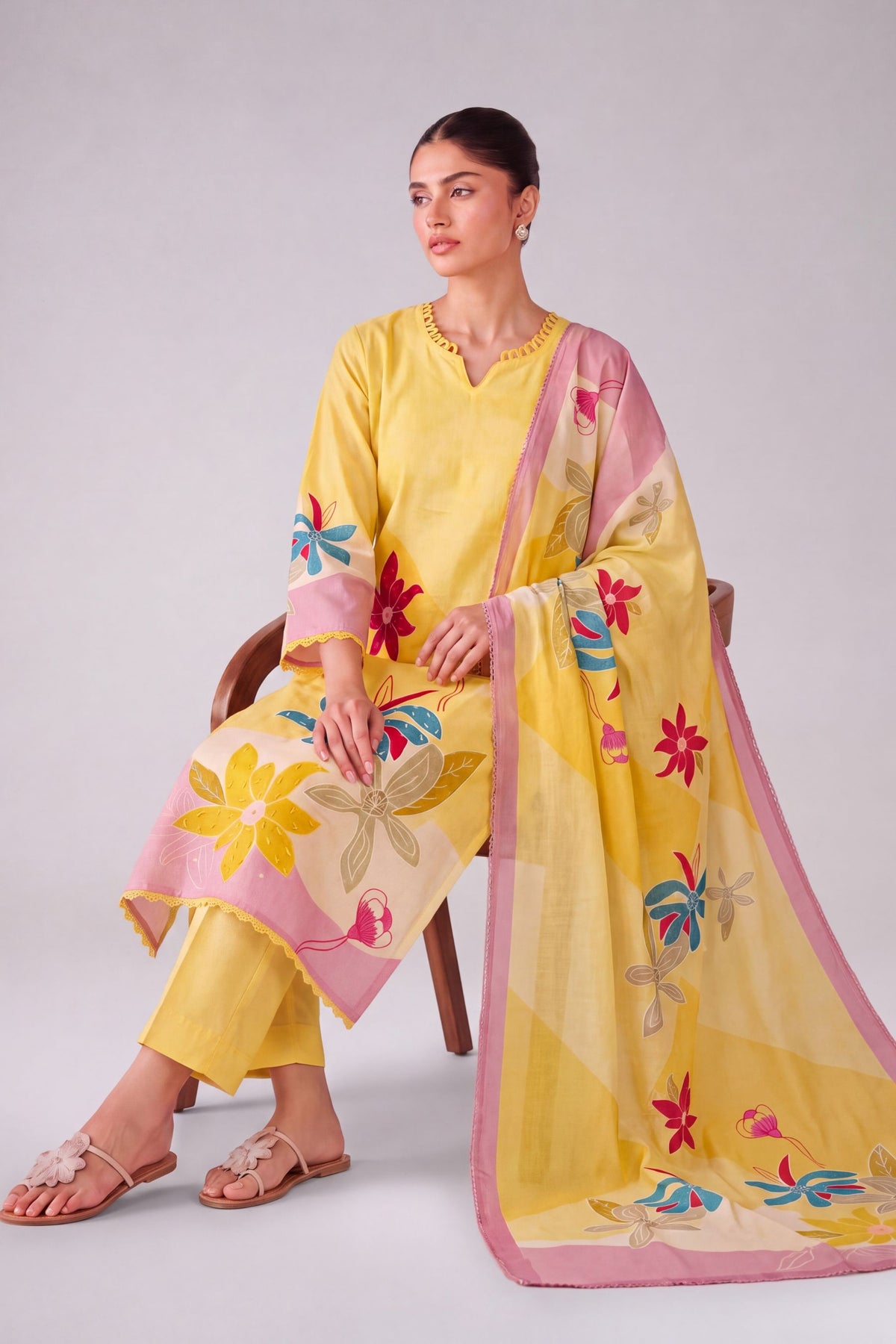 Madhuban - Rich Yellow Cottom Cambric Kurta Set