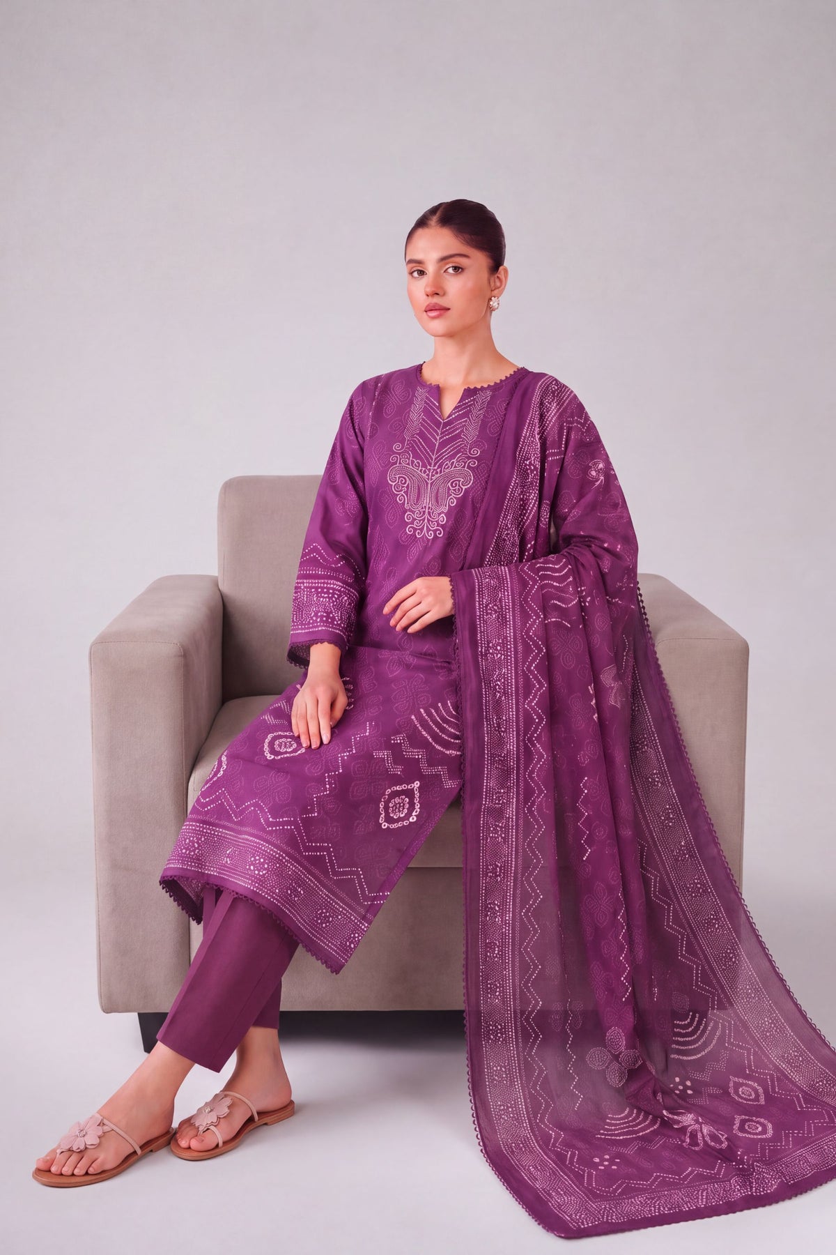 Mehr - Royal Purple Cotton Cambric Kurta Set