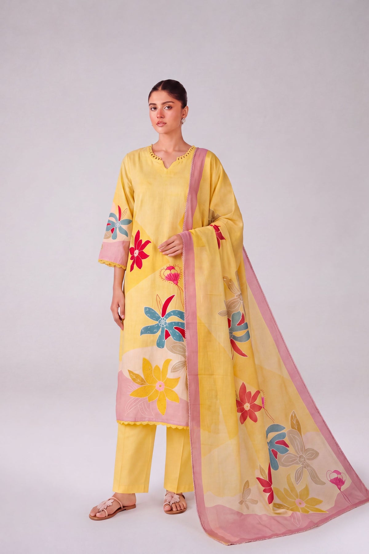 Madhuban - Rich Yellow Cottom Cambric Kurta Set