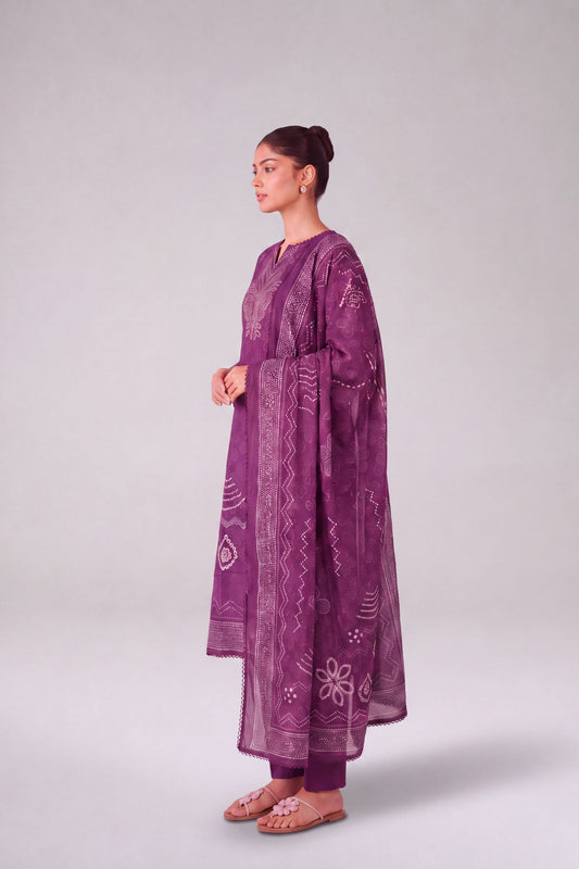 Mehr - Royal Purple Cotton Cambric Kurta Set