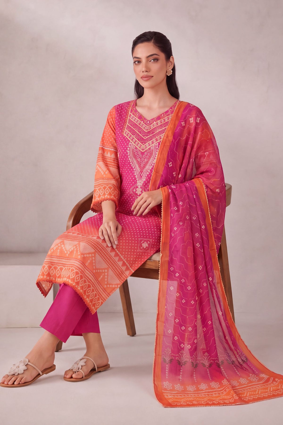 Mehr - Hot Pink Cotton Cambric Kurta Set