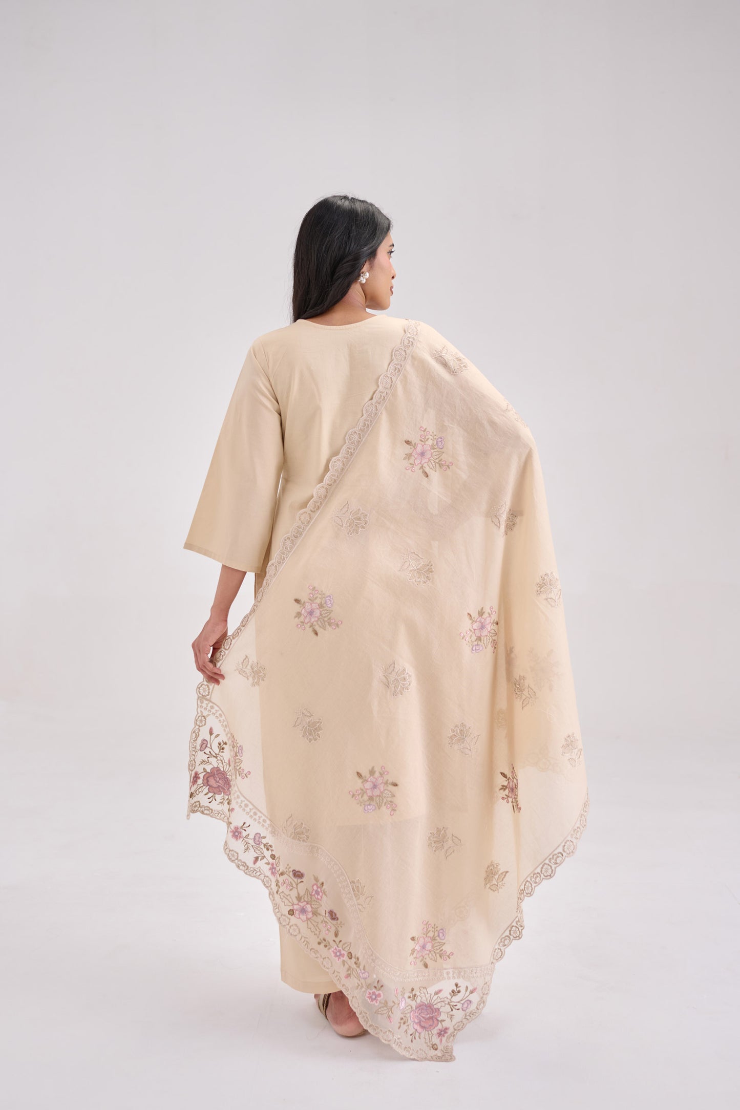 Pankhuri - Beige Cotton Cambric Suit Set