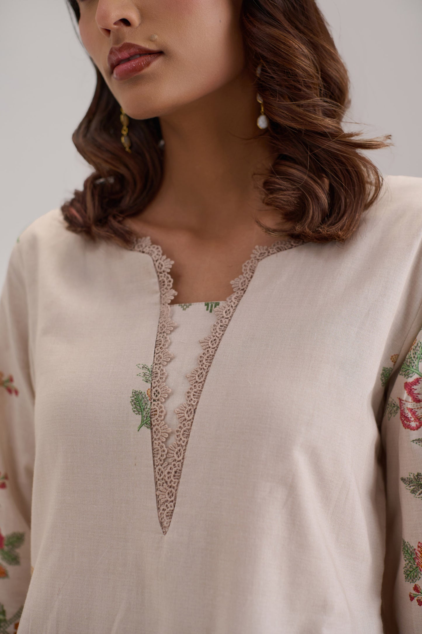 Pankhuri - Light Grey Cotton Cambric Kurta Set