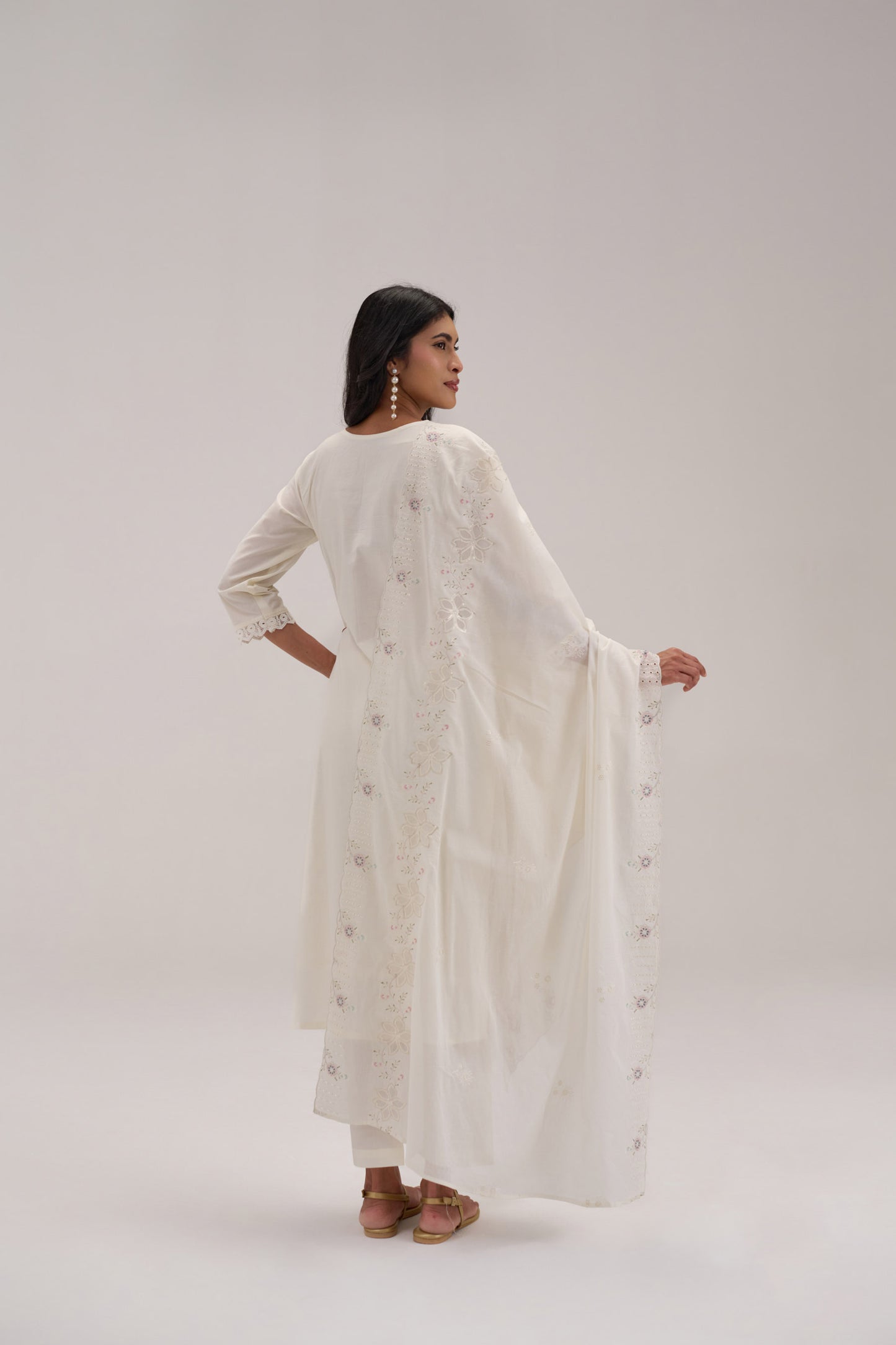 Pankhuri - White Cotton Cambric Suit Set