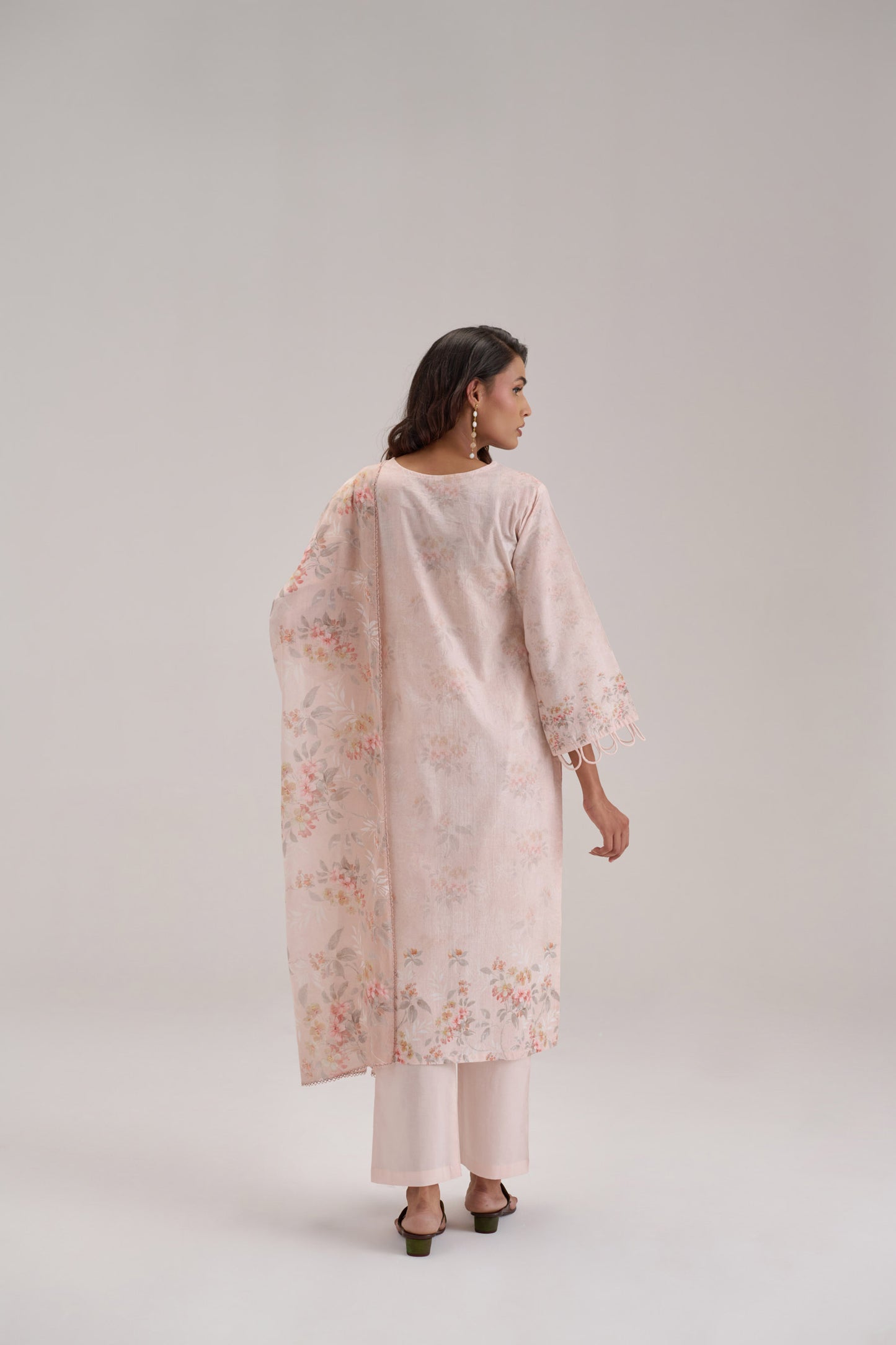 Pankhuri - Soft Peach Cotton Cambric Suit Set