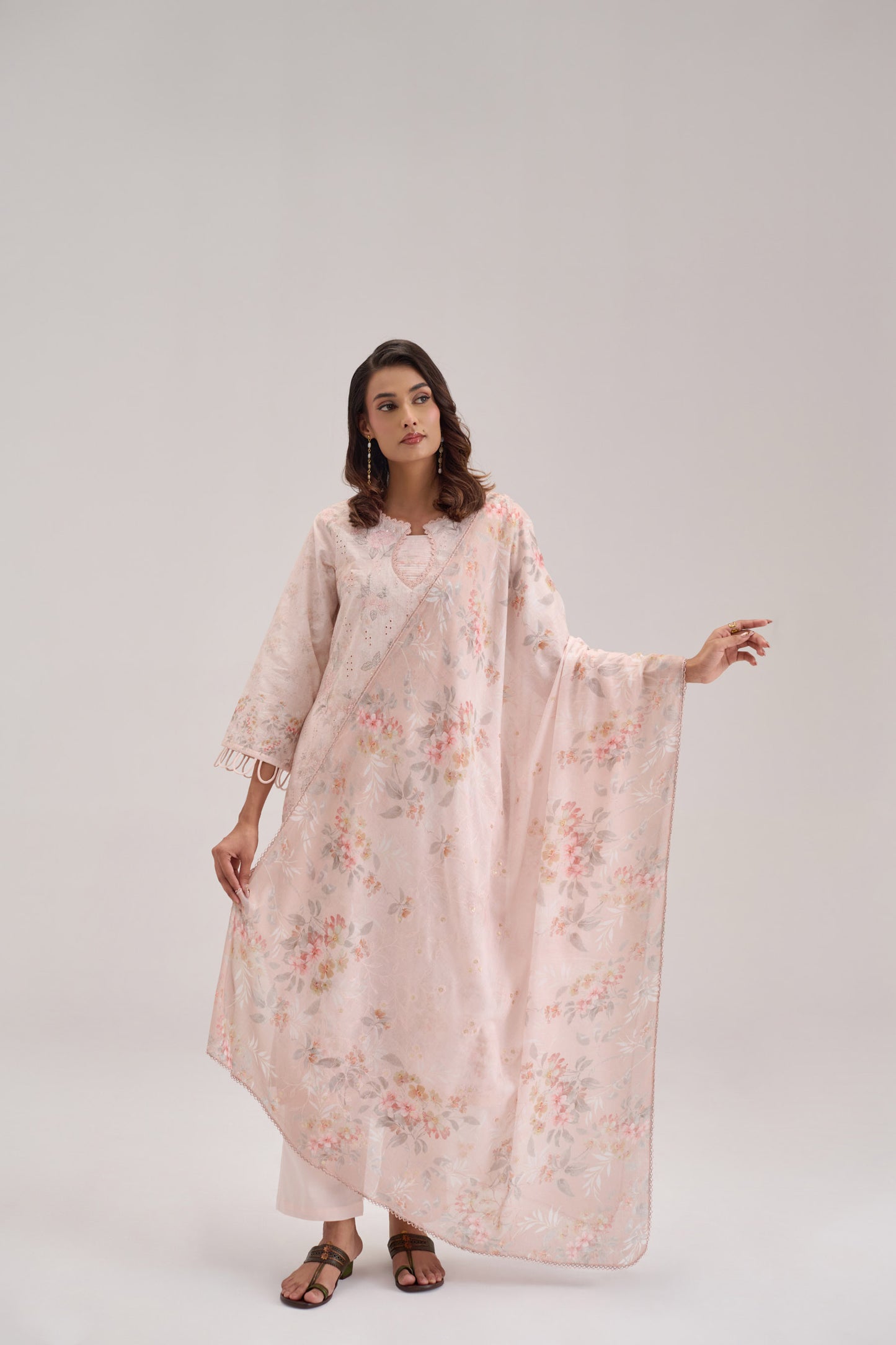 Pankhuri - Soft Peach Cotton Cambric Suit Set