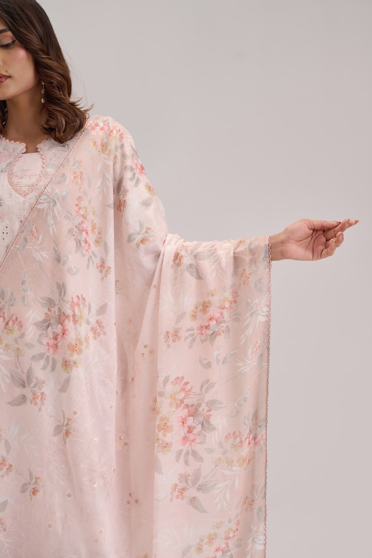 Pankhuri - Soft Peach Cotton Cambric Suit Set