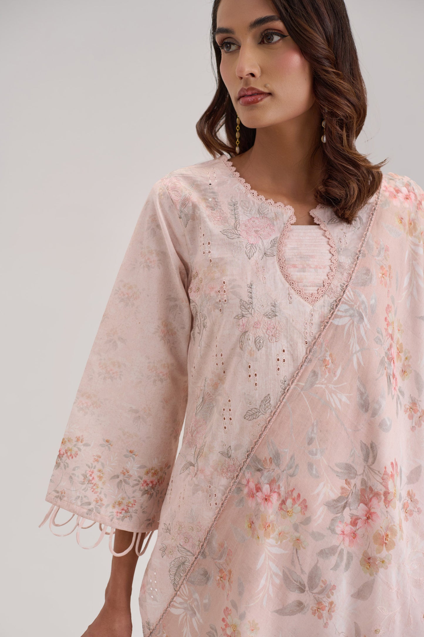 Pankhuri - Soft Peach Cotton Cambric Suit Set