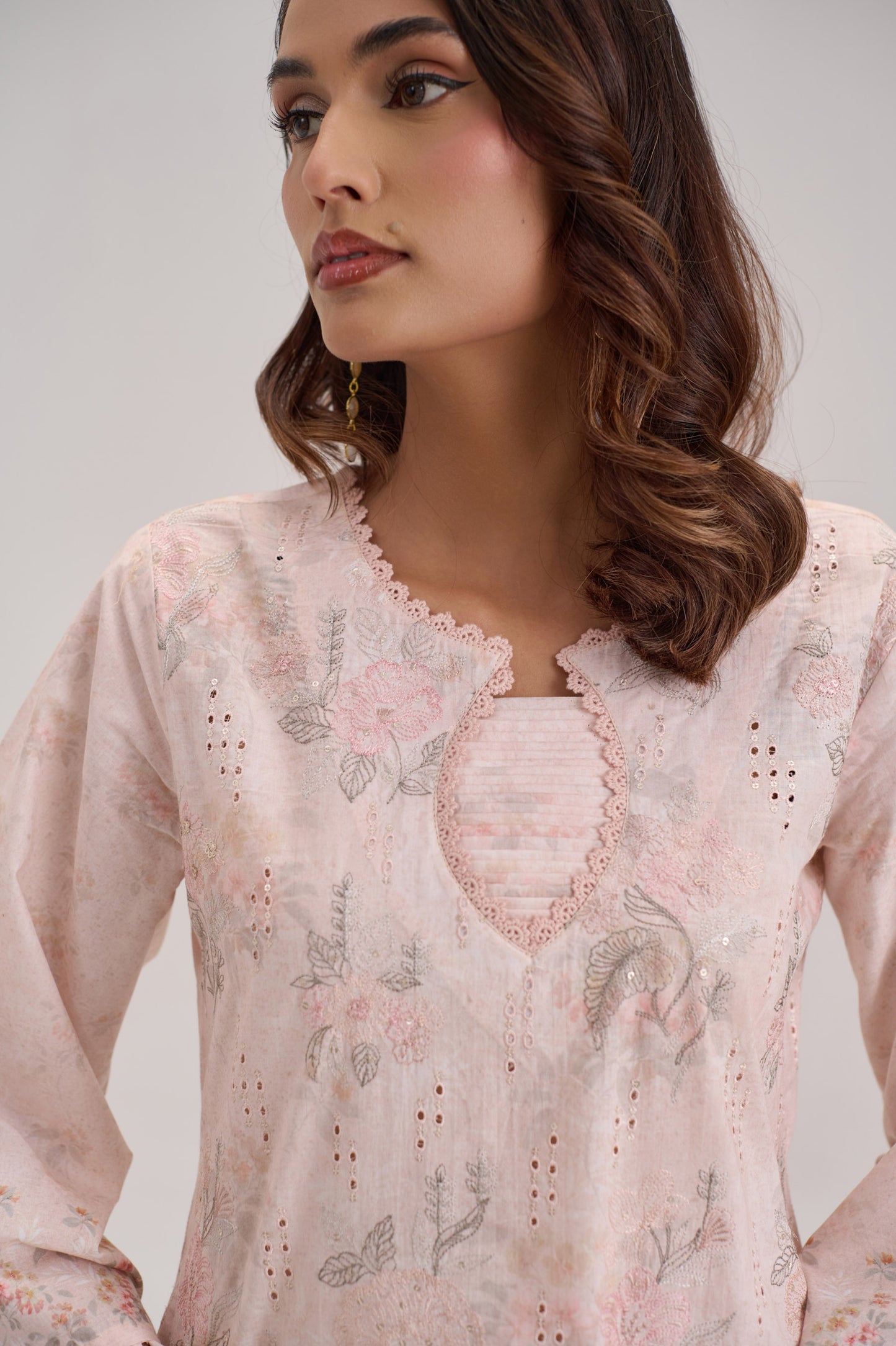 Pankhuri - Soft Peach Cotton Cambric Suit Set