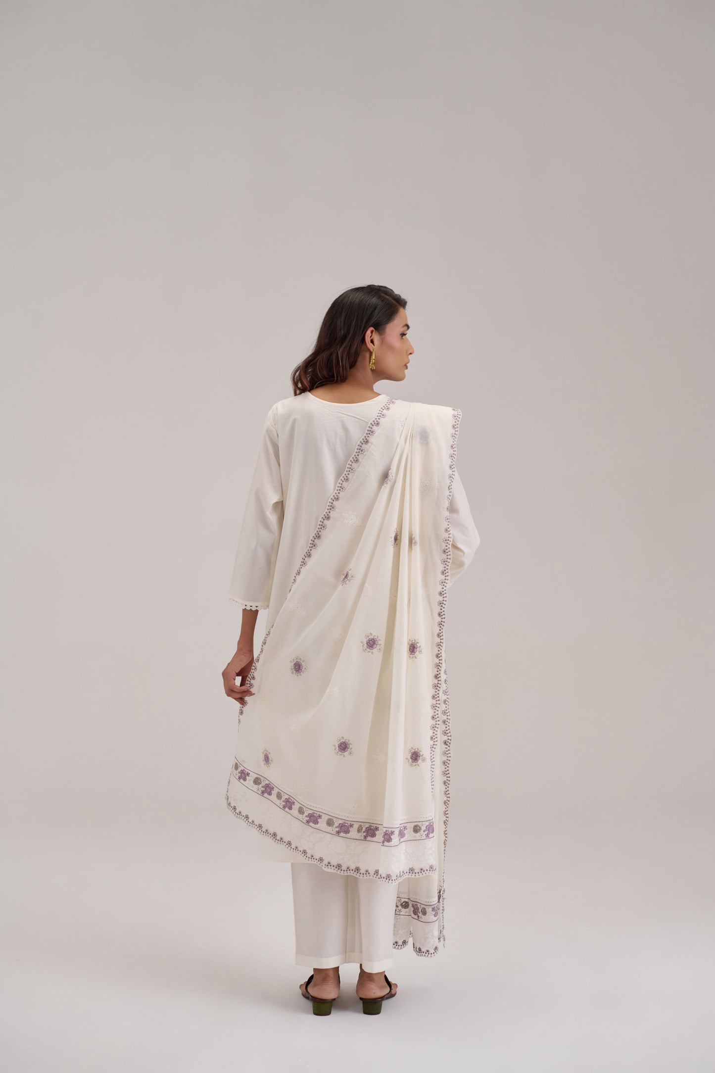 Pankhuri - White Cotton Cambric Suit Set