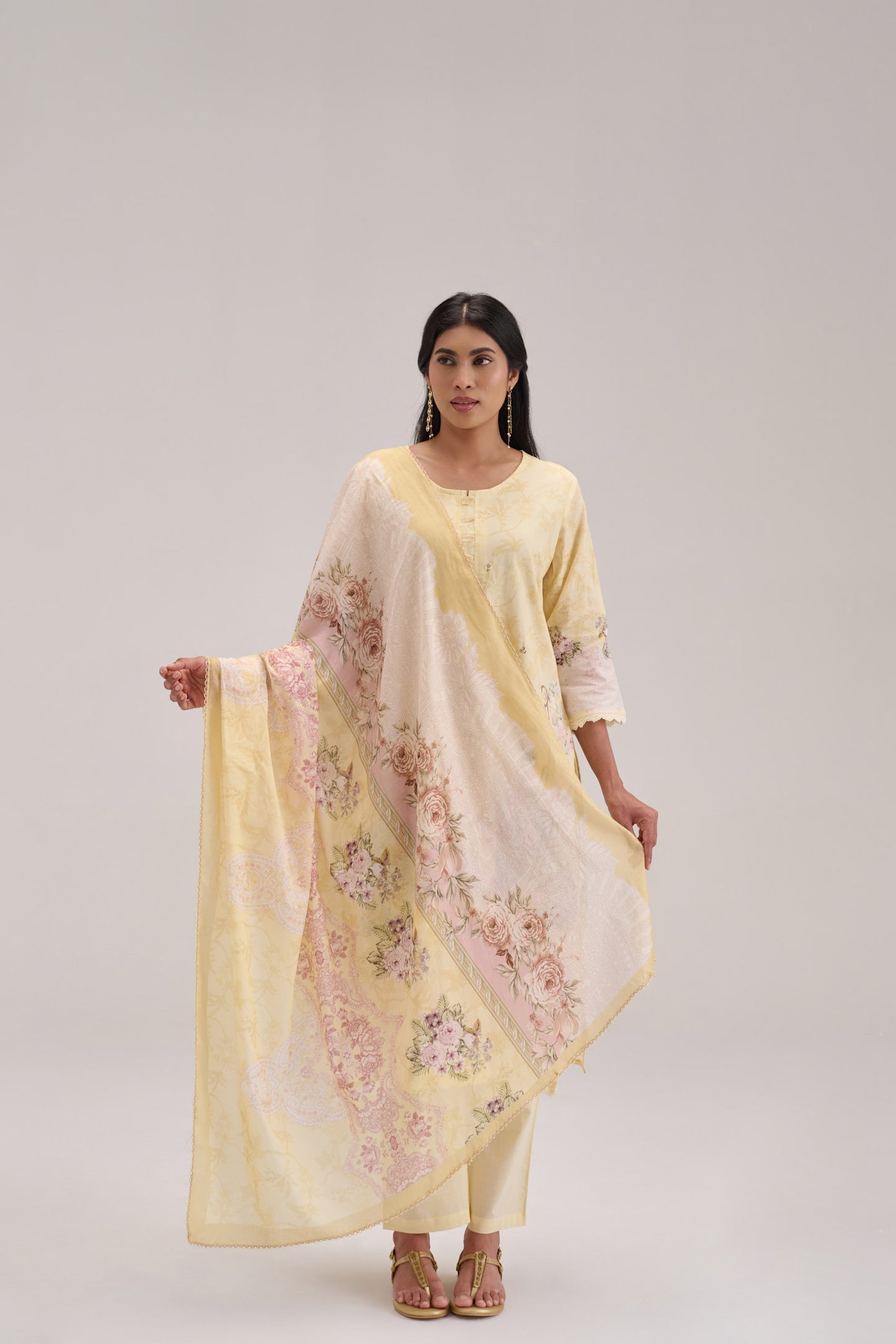 Pankhuri - Soft Yellow Cotton Cambric Kurta Set