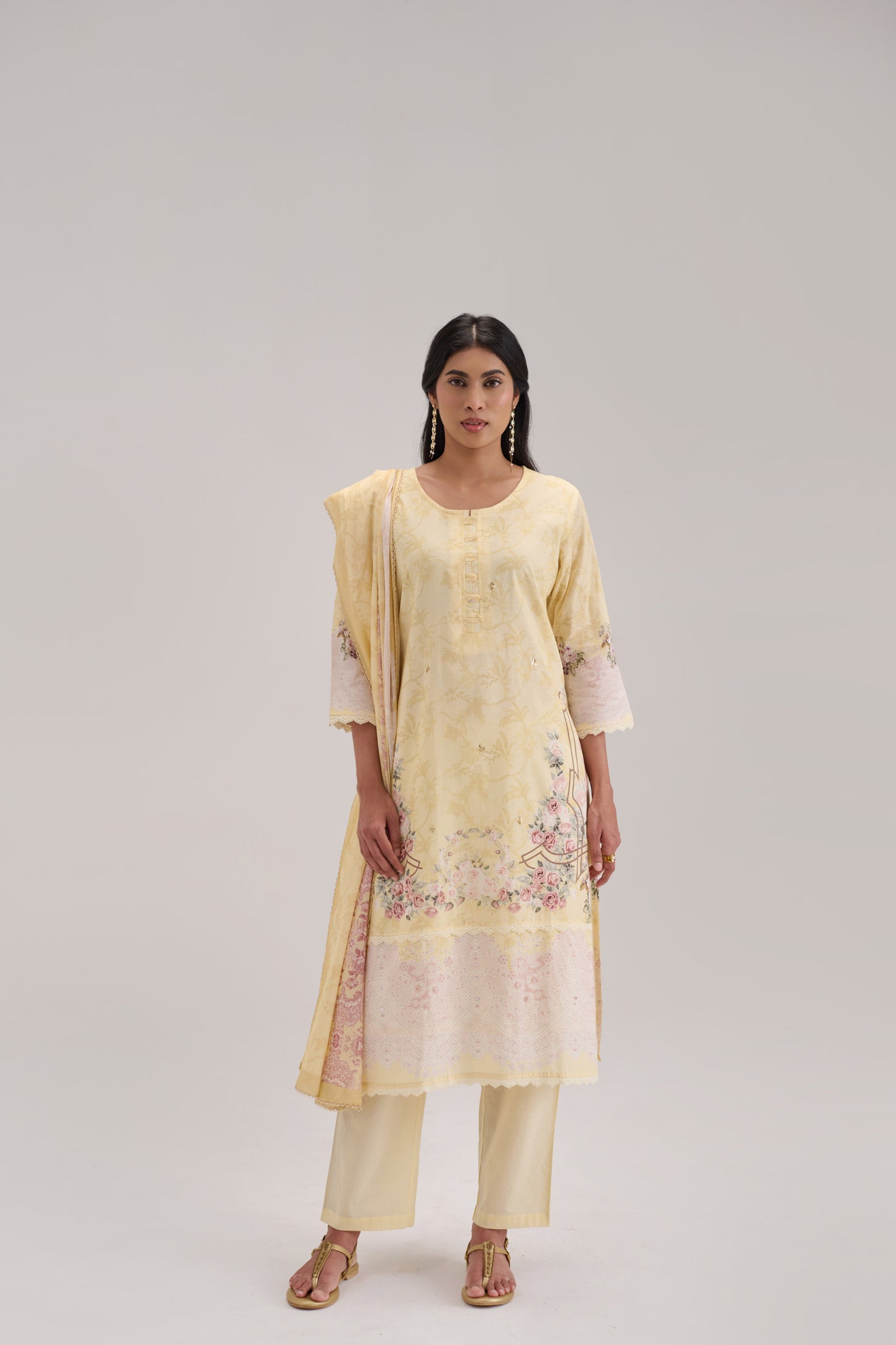 Pankhuri - Soft Yellow Cotton Cambric Kurta Set
