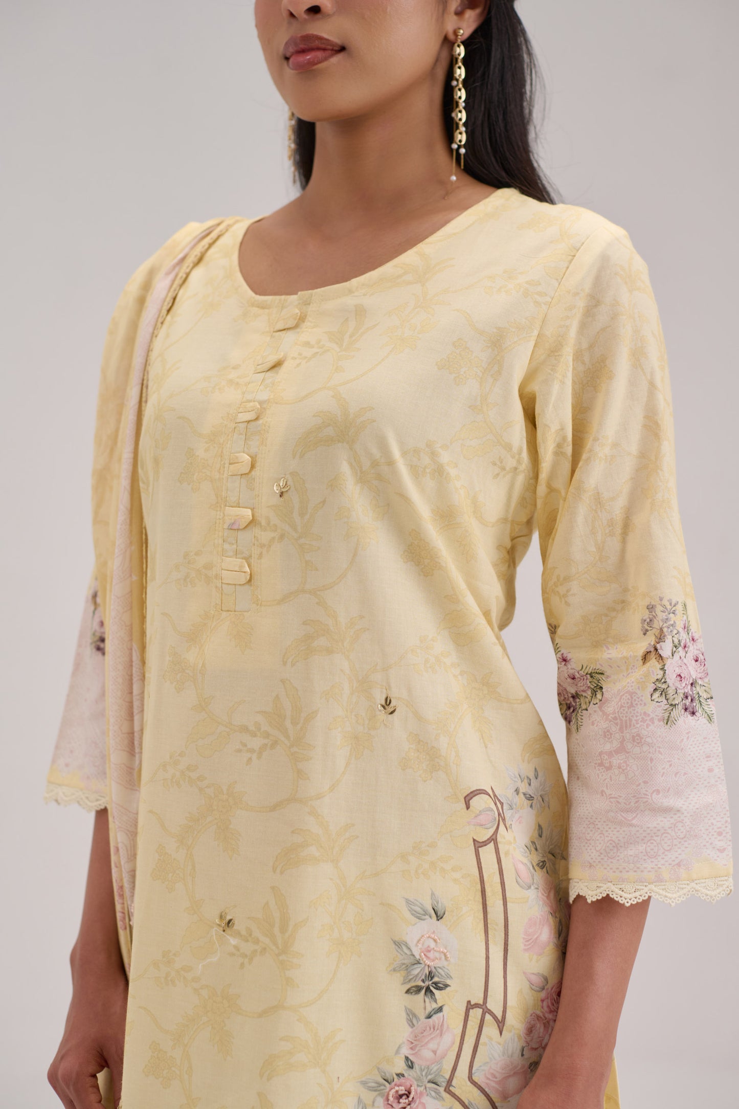 Pankhuri - Soft Yellow Cotton Cambric Kurta Set