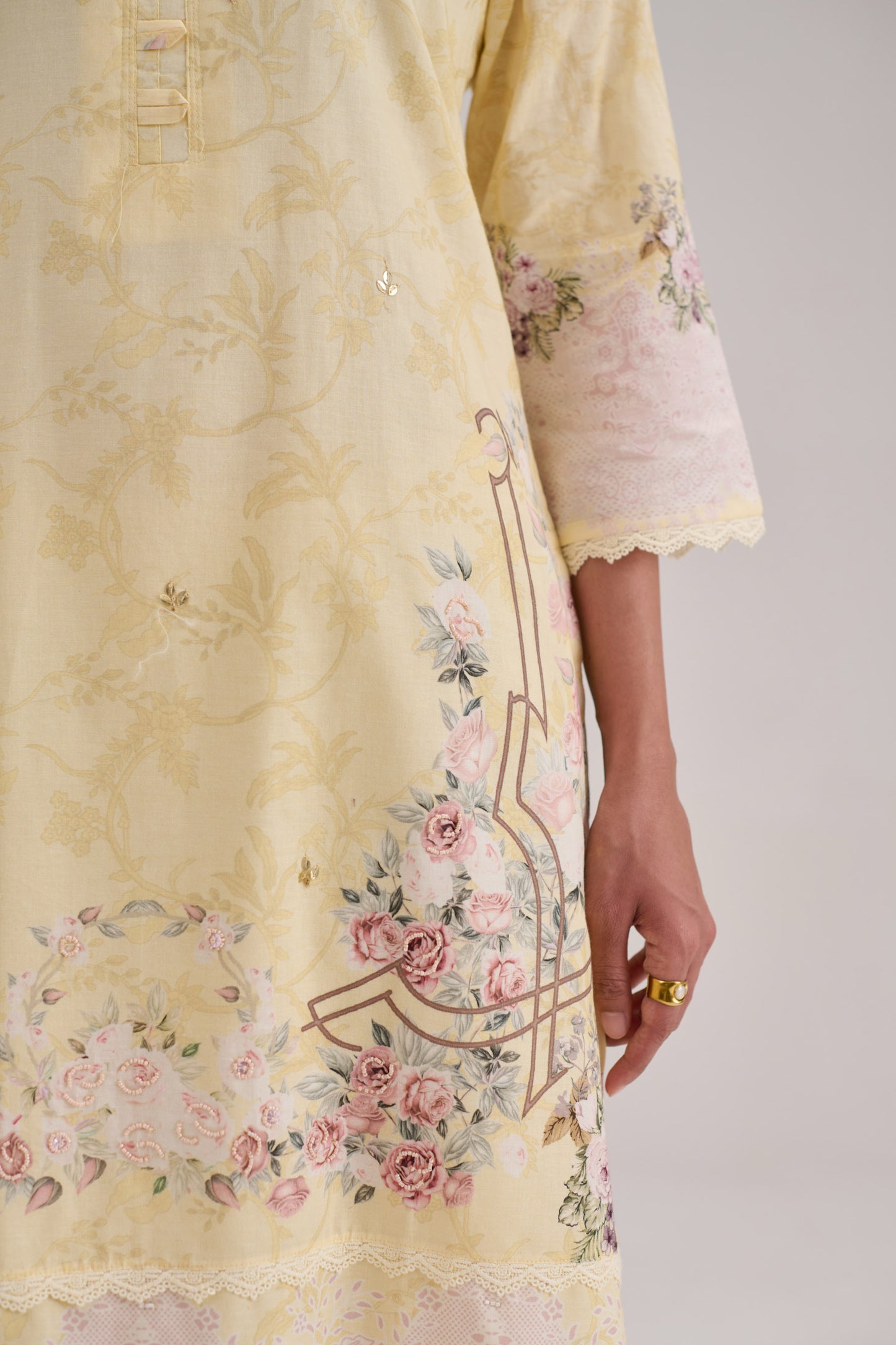 Pankhuri - Soft Yellow Cotton Cambric Kurta Set